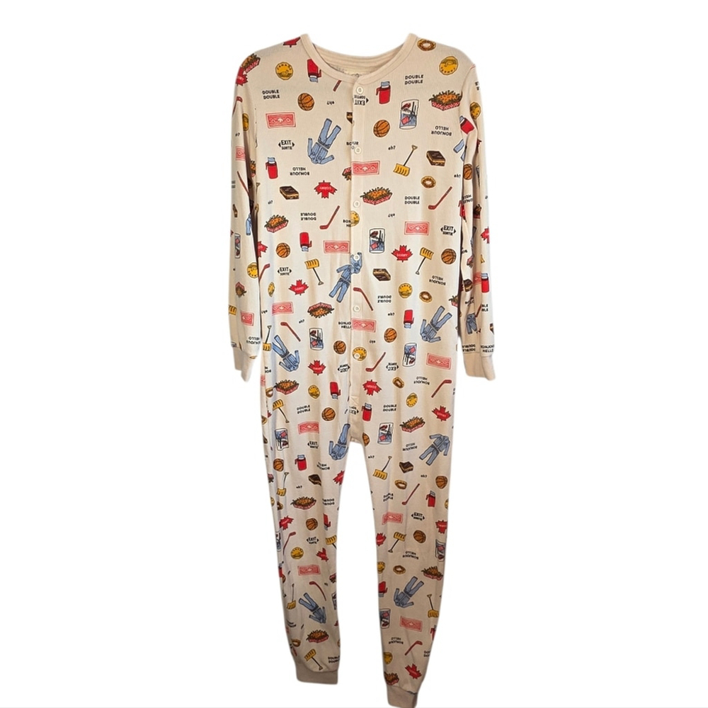 Arborist Thermal Onesie Pajamas Size Small Canadian Print Waffle - Picture 3 of 12